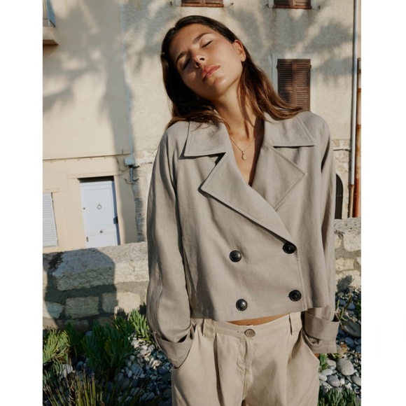 Zara CROPPED LINEN BLEND TRENCH - Picture 5 of 5